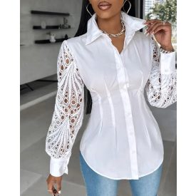   Off Shoulder Layered Ruffles Button-down Asymmetrical Hem Top