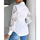 Off Shoulder Layered Ruffles Button-down Asymmetrical Hem Top