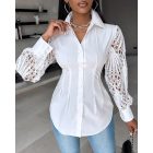 Off Shoulder Layered Ruffles Button-down Asymmetrical Hem Top