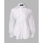 Off Shoulder Layered Ruffles Button-down Asymmetrical Hem Top