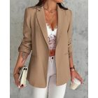 Notched Collar Roll Up Sleeve Blazer Coat