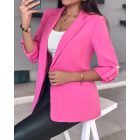 Notched Collar Roll Up Sleeve Blazer Coat