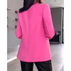 Notched Collar Roll Up Sleeve Blazer Coat
