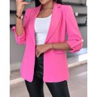 Notched Collar Roll Up Sleeve Blazer Coat
