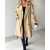 Notched Collar Double Breasted Longline Trench Coat