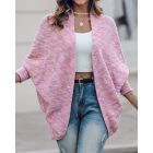 Colorful Waffle Knit Open Front Coat Batwing Long Sleeve Cardigan