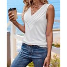 V-Neck Sleeveless Ruched Tank Casual Slim Fit Top
