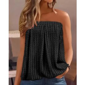 Ruched Bandeau Textured Tank Top