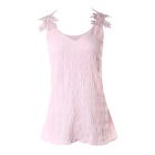 Lace Patch V-Neck Textured Casual Tank Top