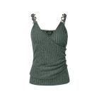 Chain Decor Buttoned Ribbed Tank Top