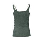 Chain Decor Buttoned Ribbed Tank Top