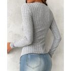 Wrap V Neck Long Sleeve Slim Fit Going Out Top Ribbed Asymmetrical Hem Fall Blouse