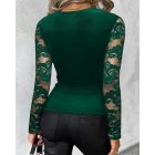 Velvet Contrast Sequin V-Neck Ruched Shirt Crisis Cross Overlap Tee Casual Wrap Top