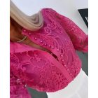 Pearls Decor Buttoned Lace Top