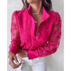 Pearls Decor Buttoned Lace Top