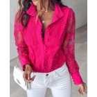 Pearls Decor Buttoned Lace Top