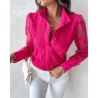 Pearls Decor Buttoned Lace Top