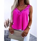 V-Neck Contrast Lace Tank Top