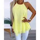 Contrast Lace Tied Detail Chiffon Top