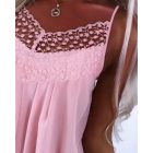 Floral Pattern Lace Patch Ruched Scallop Trim Cami Top