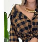 Plaid Pattern Button Down Shirts Long Sleeve Shackets Casual Blouse Top
