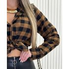 Plaid Pattern Button Down Shirts Long Sleeve Shackets Casual Blouse Top