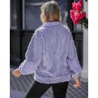 Argyle Pattern Zipper Design Fuzzy Sweatshirt