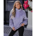 Argyle Pattern Zipper Design Fuzzy Sweatshirt