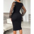 V-Neck Sleeveless Bodycon Dress Rhinestone Clubwear Birthday Party Midi Dress