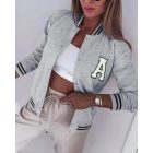 Latter Pattern Striped Snap Button Baseball Coat