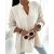 Notch Neck Long Sleeve Shirt Contrast Lace Loose Fit Casual Blouse