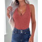 Sexy Plunge Deep V Neck Sleeveless Tank Studded Slim Fit Tops