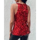 Round Neck Sequin Sleeveless Tank Top Casual Slim Fit Party Clubwear