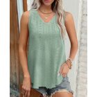 V-Neck Sleeveless Thick Strap Hollow-out Knit Tank Casual Top