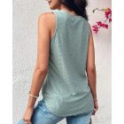 V-Neck Sleeveless Thick Strap Hollow-out Knit Tank Casual Top