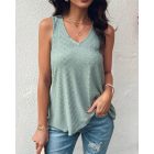 V-Neck Sleeveless Thick Strap Hollow-out Knit Tank Casual Top