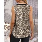 Leopard Pattern V-Neck Allover Sequin Thick Strap Sleeveless Tank Casual Top