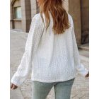 Eyelet Embroidery Roll Up Sleeve Open Front Blazer Coat