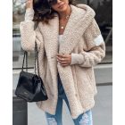 Buttoned Pocket Design Hooded Teddy Coat