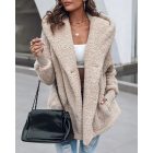 Buttoned Pocket Design Hooded Teddy Coat
