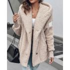 Buttoned Pocket Design Hooded Teddy Coat