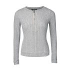 Crewneck Long Sleeve Ribbed Top Half Zipper Design Casual Pullover Tops