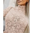 Mock Neck Long Sleeve Lace Top