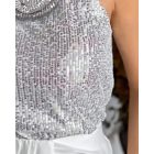 Rose Detail Allover Sequin Halter Top