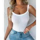 U-Neck Sleeveless Tank Top Bodysuits Slim Fit Ribbed Bodysuits