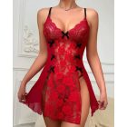 Lace V Neck Bowknot Decor Sleeveless Babydolls Sexy See Through Teddy Sleepwear