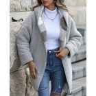 Women's Fleece Plaid Pattern Long Sleeve Fuzzy Hooded Coat Outfit