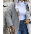 Women's Fleece Plaid Pattern Long Sleeve Fuzzy Hooded Coat Outfit