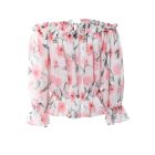 Off Shoulder Floral Print Lantern Sleeve Top