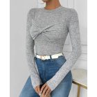 O-neck Long Sleeve Twisted Slim Fit Top